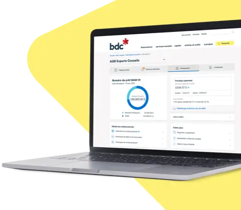 Espace client du site de la BDC sur un écran d'ordinateur