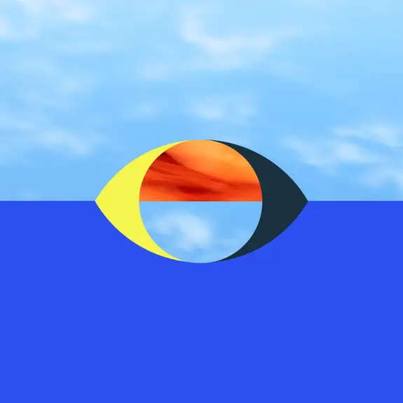 Illustration d'un oeil ouvert sur un ciel bleu