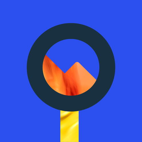 illustration d'une loupe avec des montagnes