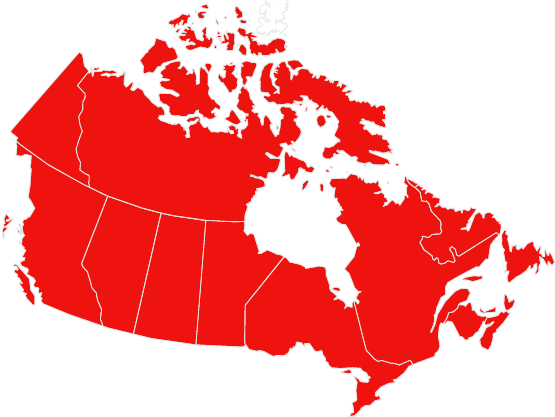 Blue infographic map of Canada