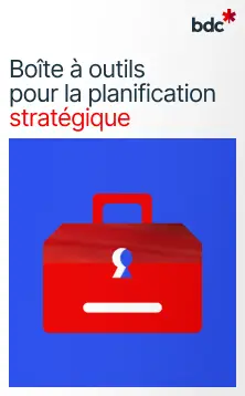 Illustration d'une boîte à outils rouge avec le texte Boîte à outils pour la planification stratégique