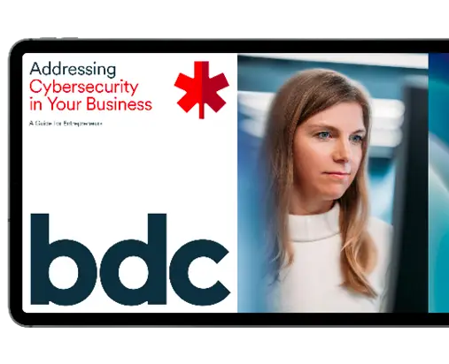 Cover in ipad of Addressing Cybersecurity in Your Business: A Guide for Entrepreneurs