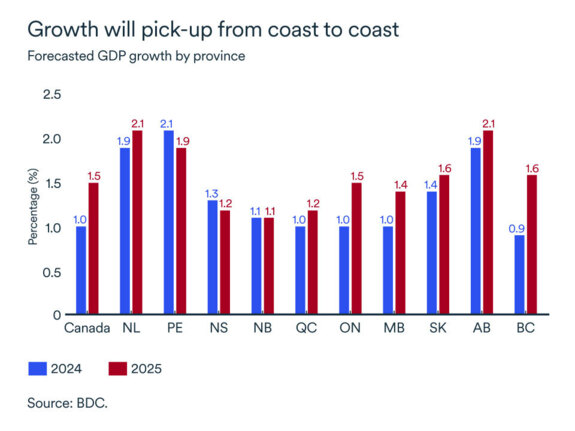 MEL December 2024 graph: Forecasted GDP growth by province