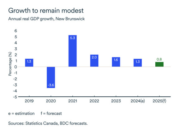 MEL may 2025 graph: Annual real GDP growth, New Brunswick